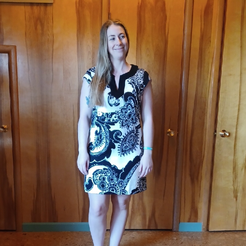 Kate Spade NY Heleen Black Multi Paisley Print Shift Dress Size 12 NWOT